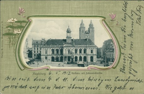 Alte Ansichtskarte Magdeburg, Rathaus mit Johanniskirche