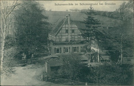 Alte Ansichtskarte Schonermühle im Schonergrund bei Dresden, 