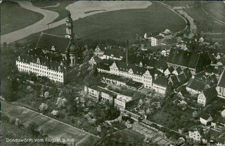 Alte Ansichtskarte Donauwörth, Ansicht vom Flugzeug aus