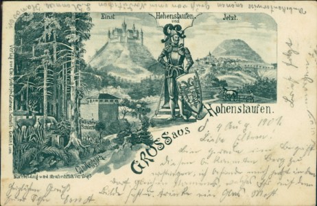 Alte Ansichtskarte Gruss aus Hohenstaufen, Hohenstaufen einst und jetzt