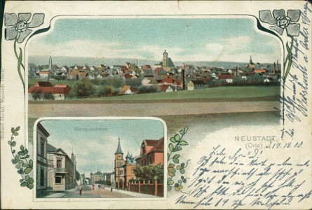 Alte Ansichtskarte Neustadt (Orla), Gesamtansicht, Bismarckstrasse
