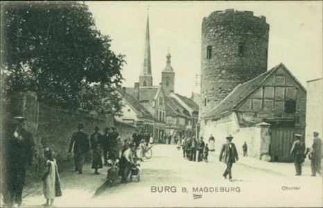 Alte Ansichtskarte Burg b. Magdeburg, Obertor