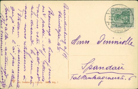 Adressseite der Ansichtskarte Brandenburg a. H., Der Roland