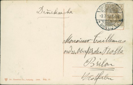 Adressseite der Ansichtskarte Brandenburg a. H., Partie am Steintorturm