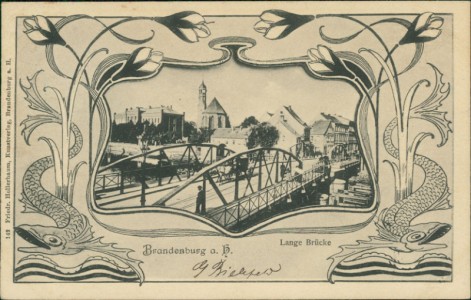 Alte Ansichtskarte Brandenburg a. H., Lange Brücke