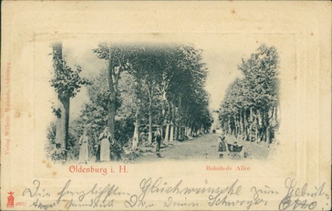 Alte Ansichtskarte Oldenburg i. H., Bahnhofs Allee