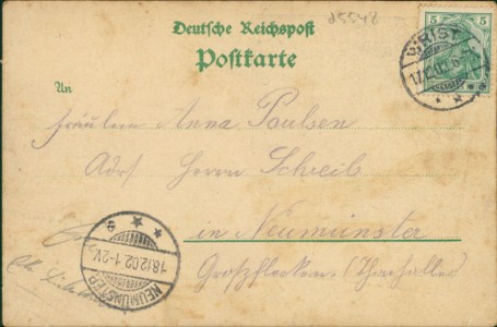 Adressseite der Ansichtskarte Gruss aus Kellinghusen, Hauptstrasse, Bergstrasse