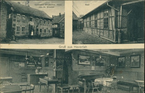 Alte Ansichtskarte Gruß aus Haverlah, Gasthaus Deutsches Haus Inh. H. Bremer, Saal, Gastzimmer