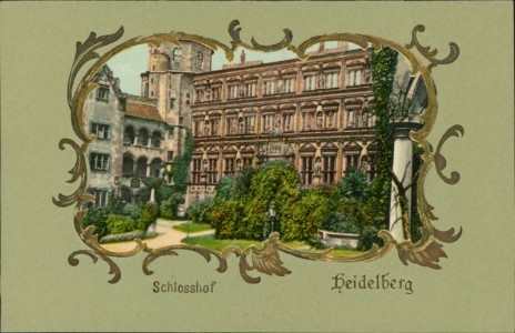 Alte Ansichtskarte Heidelberg, Schlosshof