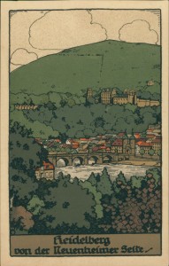 Alte Ansichtskarte Heidelberg von der Neuenheimer Seite, 