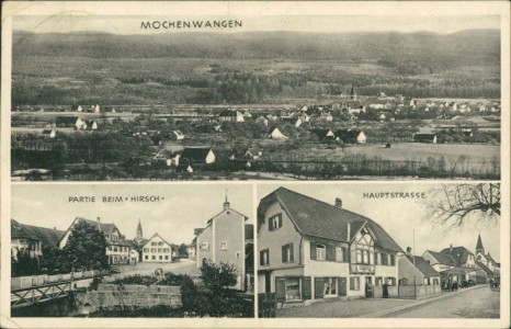 Alte Ansichtskarte Mochenwangen, Gesamtansicht, Partie beim Hirsch, Hauptstrasse