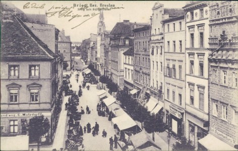 Alte Ansichtskarte Brieg Bez. Breslau, Ring mit Burgstrasse