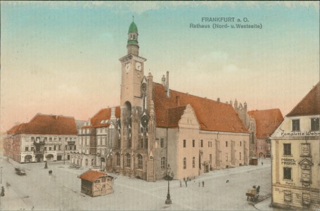 Alte Ansichtskarte Frankfurt a. O., Rathaus (Nord- u. Westseite)