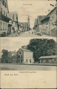 Alte Ansichtskarte Gruß aus Böhl, Hauptstrasse, Bahnhof Böhl-Iggelheim