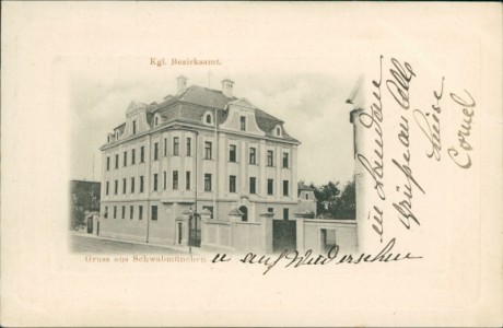 Alte Ansichtskarte Gruss aus Schwabmünchen, Kgl. Bezirksamt