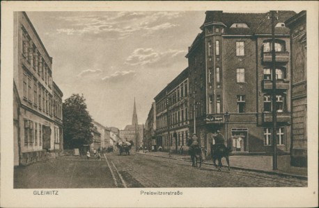 Alte Ansichtskarte Gleiwitz / Gliwice, Preiswitzerstraße