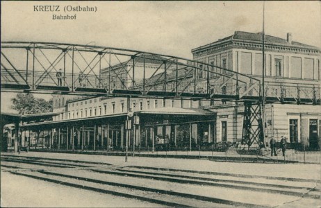Alte Ansichtskarte Kreuz (Ostbahn) / Krzyż Wielkopolski, Bahnhof