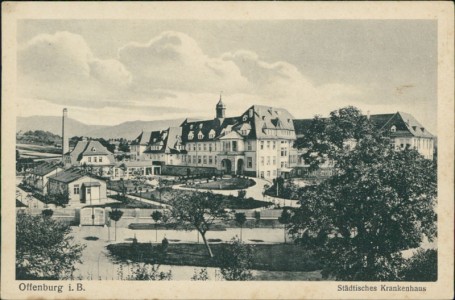 Alte Ansichtskarte Offenburg, Städtisches Krankenhaus
