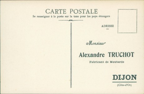 Adressseite der Ansichtskarte Alexandre Truchot Fabricant de Moutarde Dijon, Senf, Senfgläser