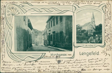 Alte Ansichtskarte Pockau-Lengefeld, Kirchgasse, Kirche