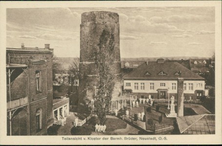 Alte Ansichtskarte Neustadt O.S. / Prudnik, Teilansicht v. Kloster der Barmh. Brüder