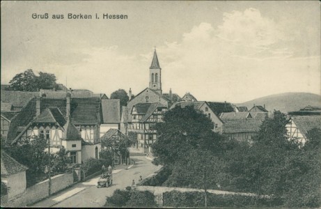 Alte Ansichtskarte Borken (Hessen), Teilansicht mit Kirche