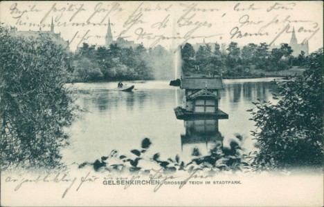 Alte Ansichtskarte Gelsenkirchen, Grosser Teich im Stadtpark