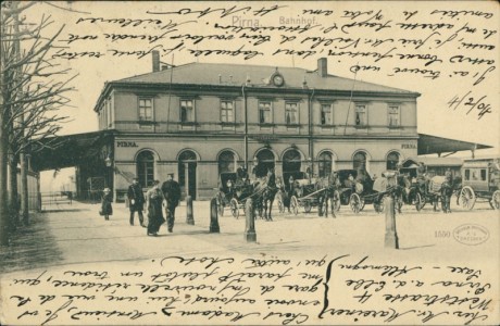 Alte Ansichtskarte Pirna, Bahnhof