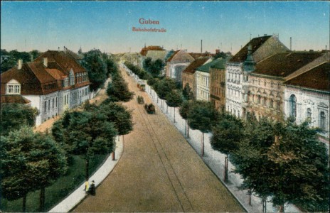 Alte Ansichtskarte Guben, Bahnhofstraße