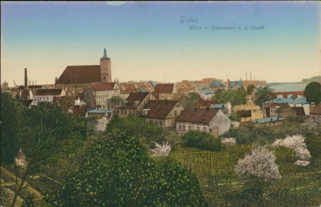 Alte Ansichtskarte Guben, Blick v. Sanssouci a. d. Stadt