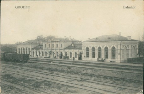 Alte Ansichtskarte Hrodna / Grodno, Bahnhof