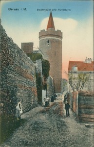 Alte Ansichtskarte Bernau, Stadtmauer und Pulverturm