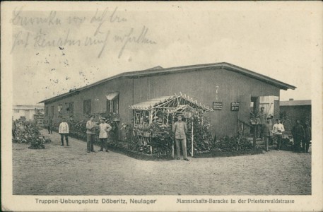 Alte Ansichtskarte Dallgow-Döberitz, Truppenübungsplatz Döberitz, Neulager, Mannschafts-Baracke in der Priesterwaldstrasse