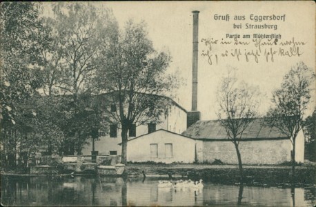 Alte Ansichtskarte Petershagen/Eggersdorf bei Strausberg, Partie am Mühlenfließ