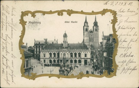 Alte Ansichtskarte Magdeburg, Alter Markt