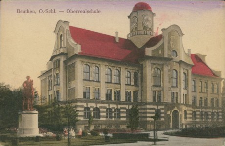 Alte Ansichtskarte Beuthen O.S. / Bytom, Oberrealschule
