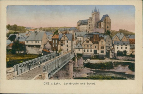 Alte Ansichtskarte Diez a. Lahn, Lahnbrücke und Schloß