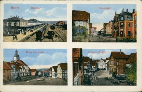 Alte Ansichtskarte Bebra, Bahnhof, Bahnstraße, Unter der Linde, Casseler Straße
