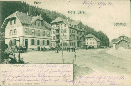 Alte Ansichtskarte Titisee, Post, Hotel Bären, Bahnhof