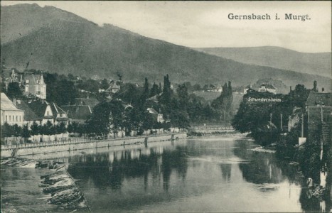 Alte Ansichtskarte Gernsbach, Teilansicht mit Schwesternheim