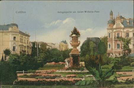Alte Ansichtskarte Cottbus, Anlagenpartie am Kaiser Wilhelm-Platz