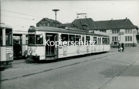 Alte Ansichtskarte Recklinghausen, Straßenbahn Linie 8, Echtfoto, Abzug ca. 1970er Jahre, Format ca. 13,5 x 9,5 cm