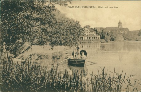 Alte Ansichtskarte Bad Salzungen, Blick auf den See