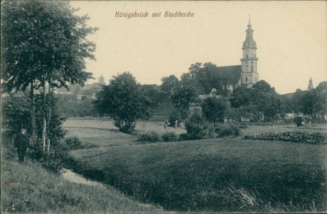 Alte Ansichtskarte Königsbrück, Teilansicht mit Stadtkirche