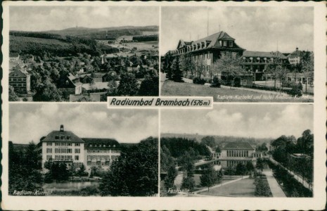 Alte Ansichtskarte Bad Brambach, Radium-Kurhotel und Hotel Radium-Kurhof, Festhalle