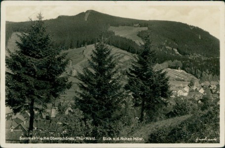 Alte Ansichtskarte Sommerfrische Oberschönau, Thür. Wald, Blick n. d. Hohen Möst