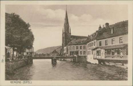 Alte Ansichtskarte Gemünd (Eifel), Teilansicht mit Kirche