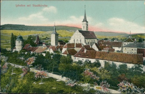 Alte Ansichtskarte Iphofen, Teilansicht mit Stadtkirche