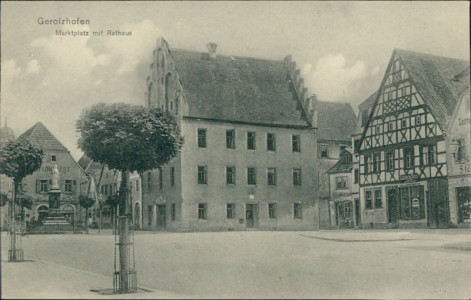 Alte Ansichtskarte Gerolzhofen, Marktplatz mit Rathaus