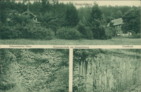 Alte Ansichtskarte Oberelsbach, Schweinfurter Haus, Prismenwände am Gangolfsberg, Forsthaus